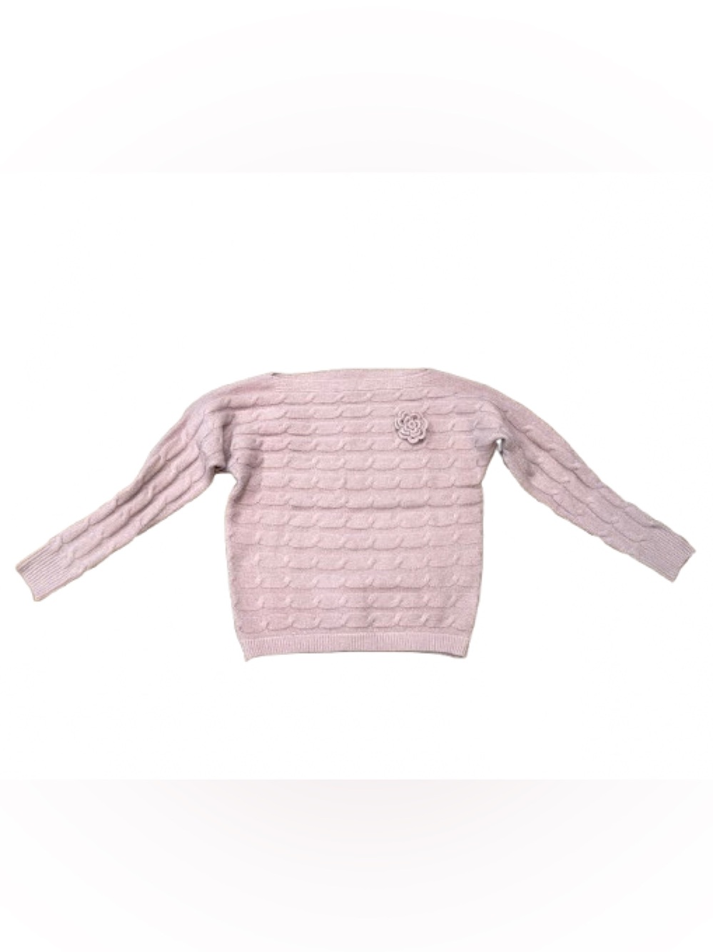 Military Hippie Women's Pink Cable Knit Sweater Flower Accent Size Small/Medium